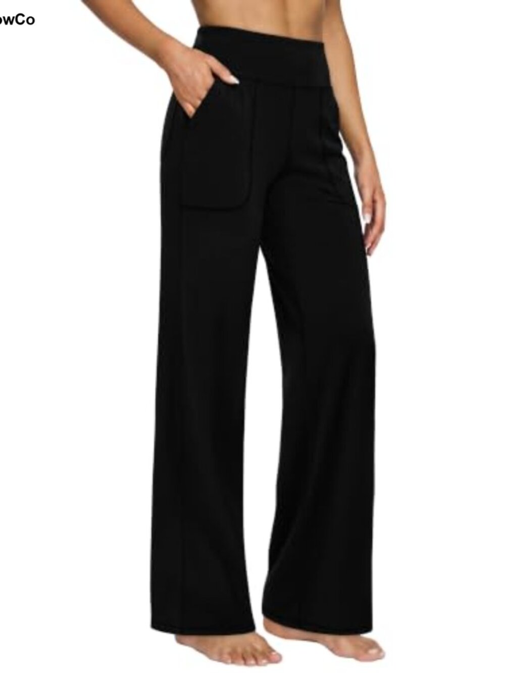 Wide Leg Yoga Pants Women Athletic Work Pants 29 Inseam 3 Pockets High Rise